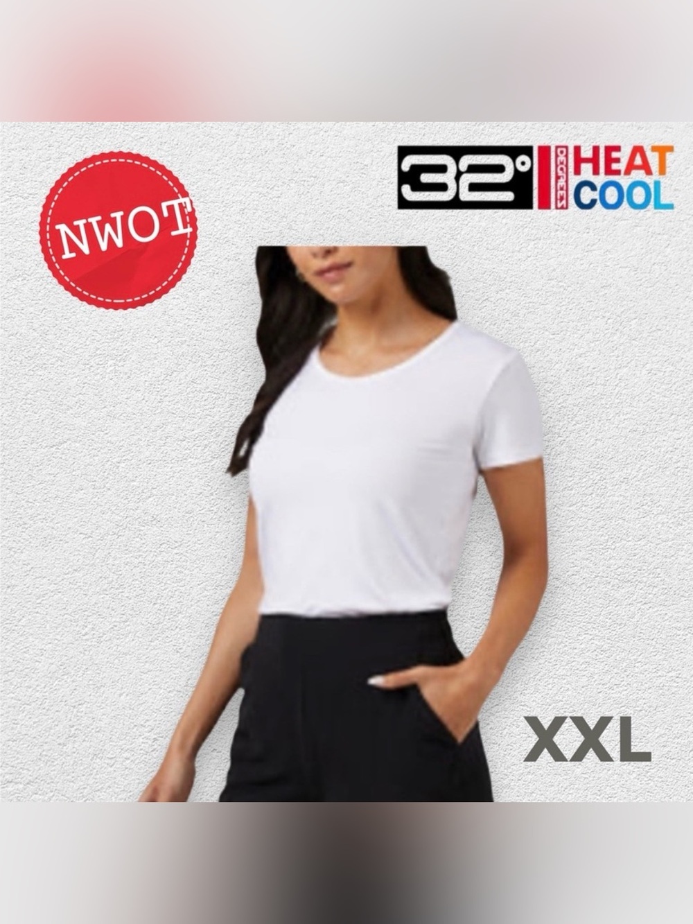 🇺🇸🆕NWOT 32 DEGREES |XXL | Everyday Basic & Wardrobe Staple White scoop neck Tee